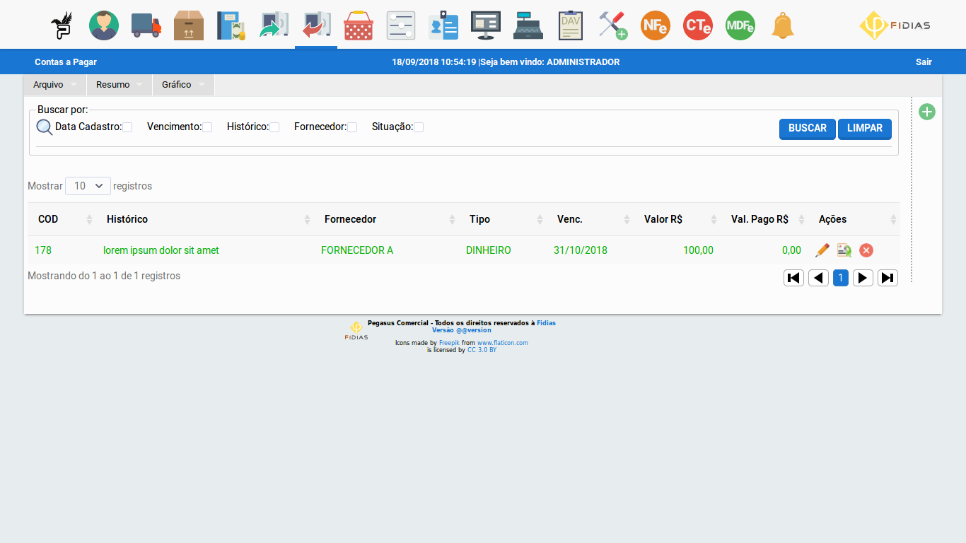 Contas a Pagar Index