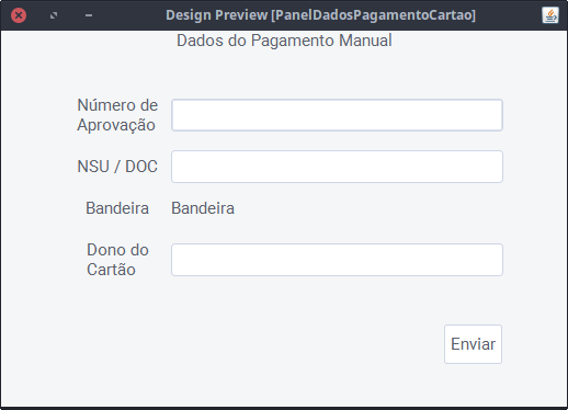 Dados Pagamento Cartão Manual