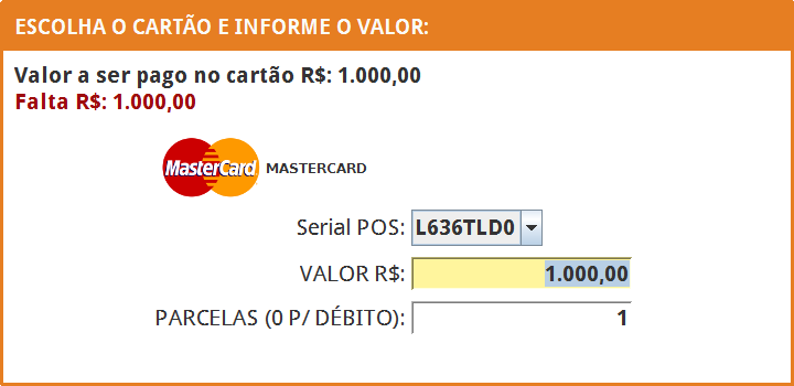 Informar Valor no Cartão