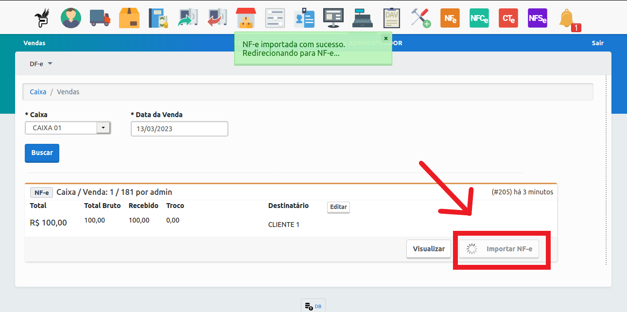 importar venda NF-e